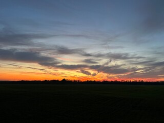 sunset over the field