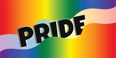 Pride Rainbow Flag Wavy Background with Bold Text