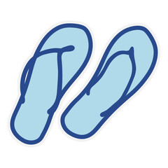 Sticker featuring various beach and summer-related items such as sandals.