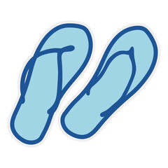Sticker featuring various beach and summer-related items such as sandals.