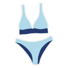 Isolate summer holiday  on white background. Sticker featuring various beach and summer-related items such as bikini.