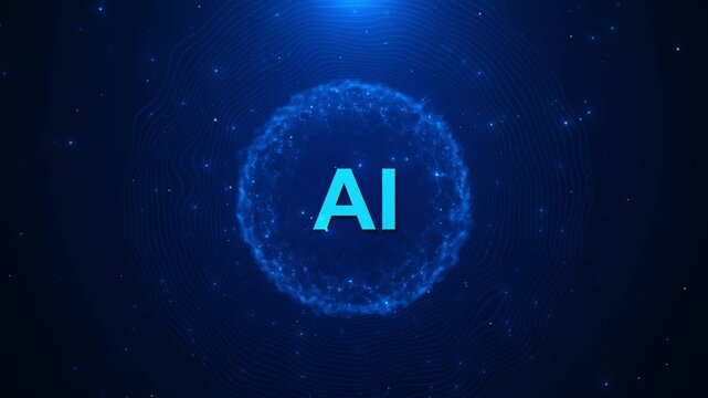 Futuristic Motion graphic polygon digital brain grid line ai technology icon rotation background artificial intelligence. internet networking . AI technology. science mind. cyber innovation automation