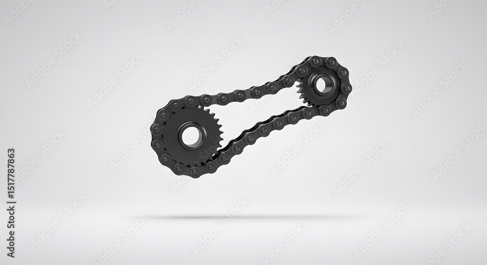 Poster black chain and gear mechanism: a 3d render of interconnected components