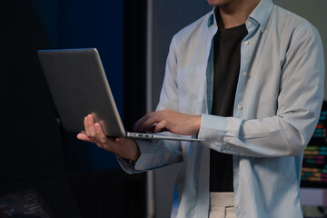 Development programmer male working in website a software and coding technology.