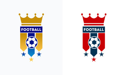 Two variations of a football emblem design.