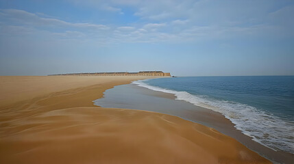 Obraz premium Desolate Coastal Scene With Ancient Fort