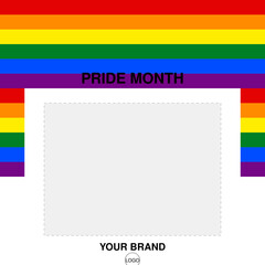 Celebrate Pride Month with this vibrant, editable Instagram post template featuring a rainbow frame and space for your brand name and logo. Perfect for inclusive campaigns.