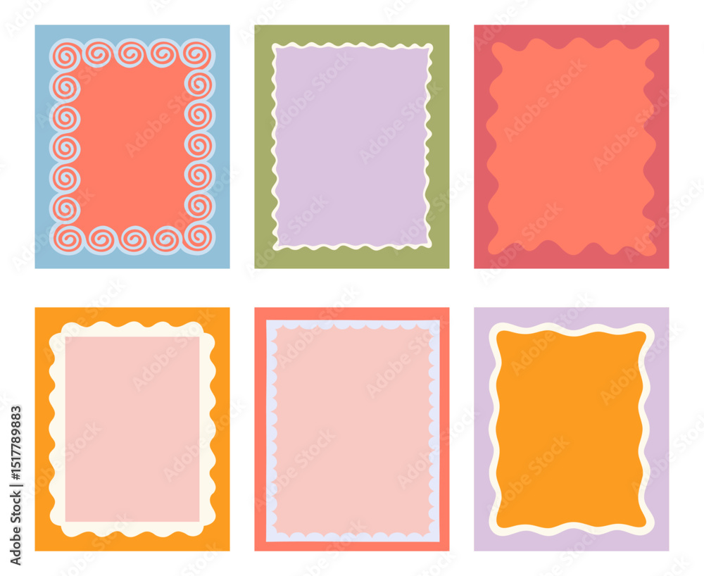 Poster vector set of hand drawn cut out style frames and borders - abstract design elements for wedding, bi