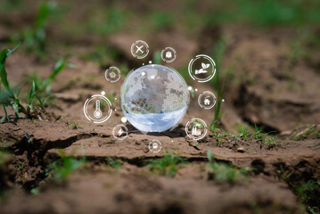 Transparent globe symbolizing environmental care and technology trends