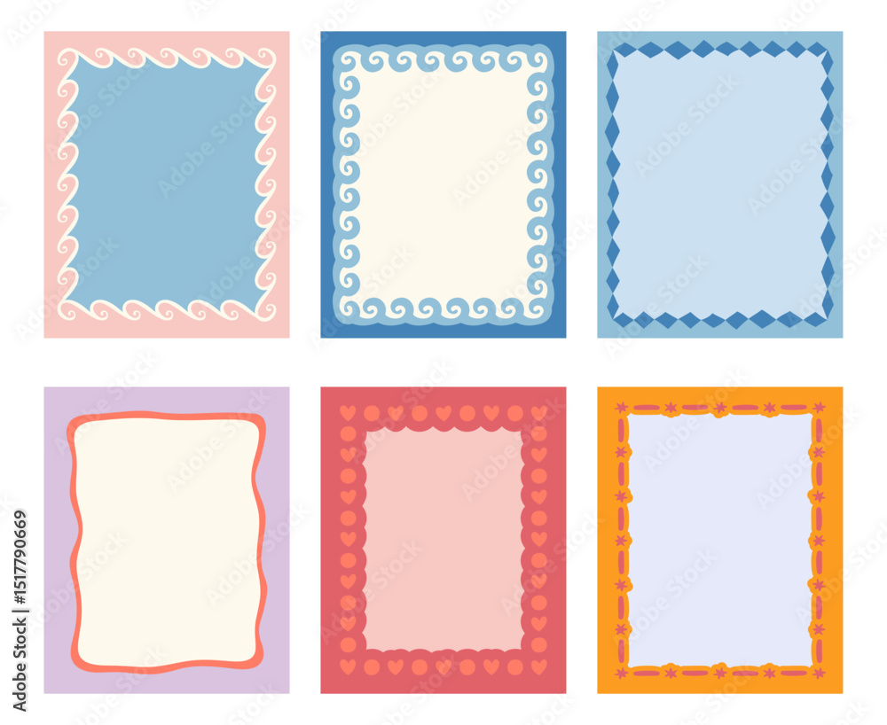 Poster vector set of hand drawn cut out style frames and borders - abstract design elements for wedding, bi