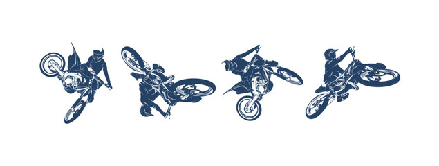 Motocross riders performing aerial stunts. © Mugini
