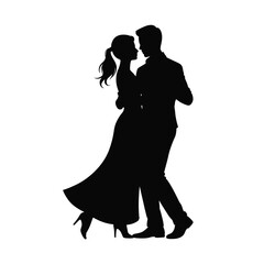 Elegant silhouette of dancing couple in formal attire romance and intimacy depicted with a graceful dance pose celebrating love and connection