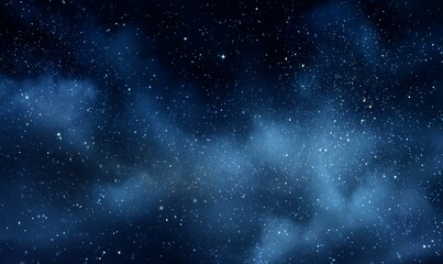 Obraz premium Dark Blue Night Sky with Glimmering Stars and Nebulous Clouds