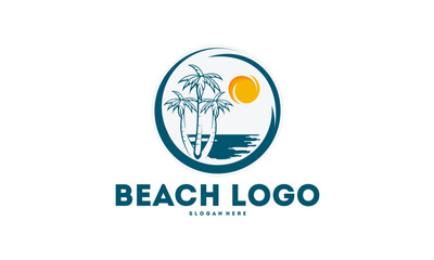 Fototapeta premium Beach design with palm trees and sun.