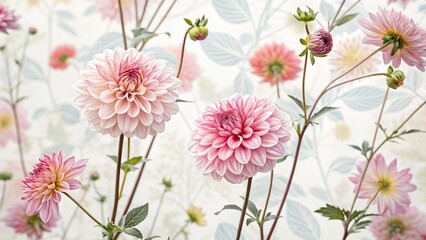 Beautiful Pink Dahlia Flowers Against a Light Background