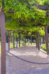 Beautiful park in the city of Liege Belgium. Summer season.
