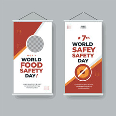 Food Safety Day (WFSD) celebrated on 7 June every year, aims to draw attention and inspire action to help prevent, detect and manage foodborne risks. Vector illustration.