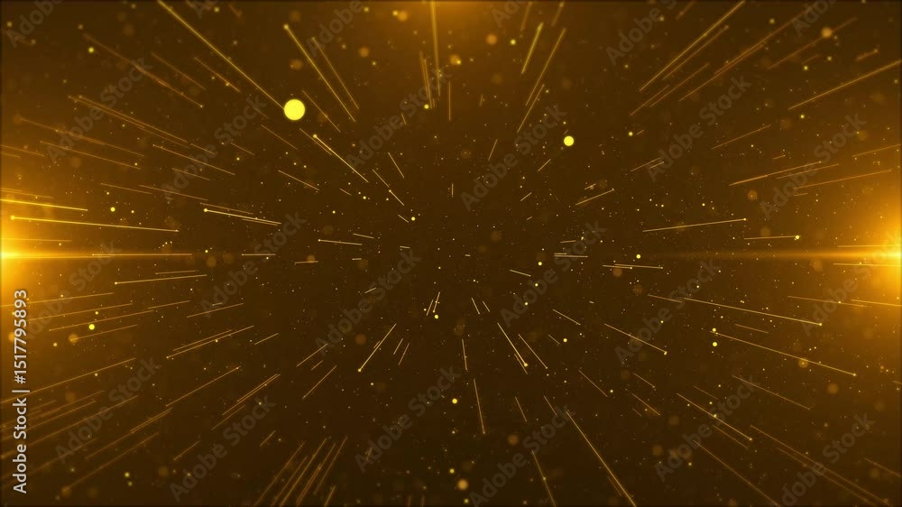 Poster glamour sparkling and glowing golden particles animation background. lightning and particle backgrou