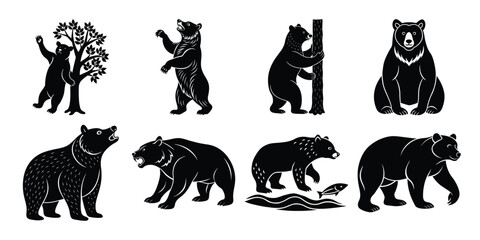 Bear Silhouette Clipart – Walking, Roaring & Forest Bear vector for Cricut, Tattoo & Logos

