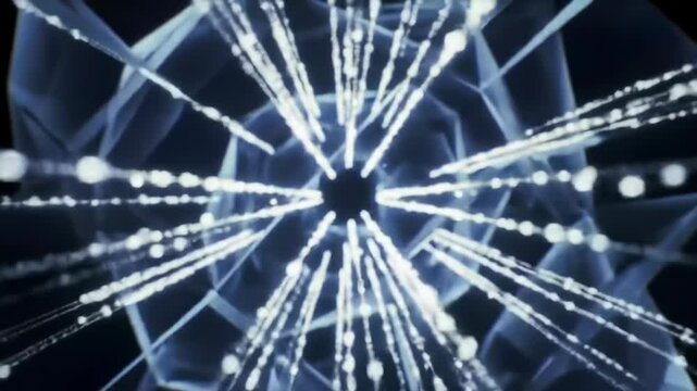 Dynamic abstract light burst with geometric patterns and kinetic energy - Powered by Adobe