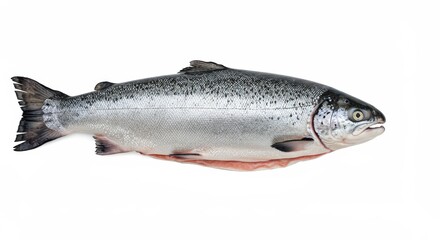 Obraz premium Freshly caught salmon fish isolated on white background, ready to cook