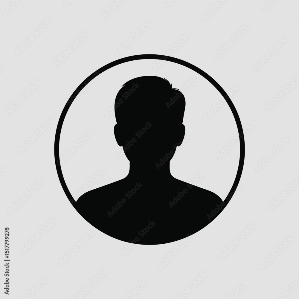 Aufkleber simple silhouette profile icon representing a man or user in a circular frame for website or applica