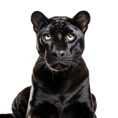 Fototapeta premium A black panther portrait isolated on transparent background, png
