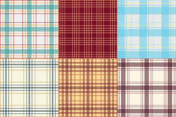 Multicolor  Gingham and Plaid Fabric Pattern Collection – Seamless Textile Design Set with Classic Checkered Styles for Fashion, Crafts, and Digital Projects