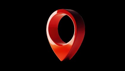 Red 3D map marker on black background (1)