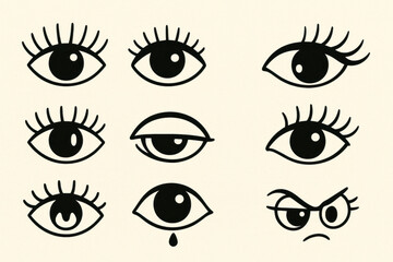 Eyes icons set on a white background.