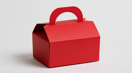 Red Gift Box with Handle on White Background for Celebration