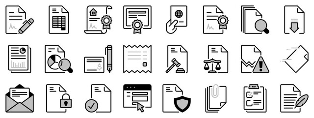 Icons in two tones  about documents