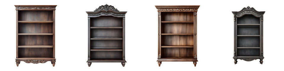 Classic wooden display cabinets showcasing intricate craftsmanship, elegant designs, and rich finishes for home decoration, interior styling, and showcasing collectibles