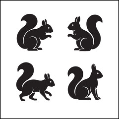 Squirrel silhouettes vector set