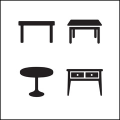Table silhouettes vector set