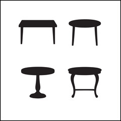 Variant table silhouettes vector set