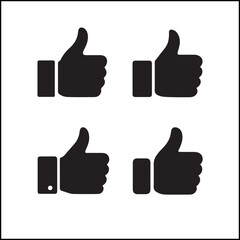 Thumbs up icon silhouettes vector set