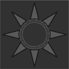 antique sun illustration; vintage solar depiction