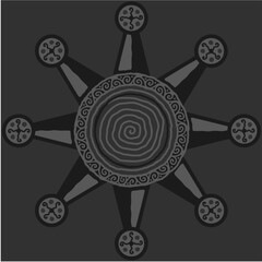 antique sun illustration; vintage solar depiction