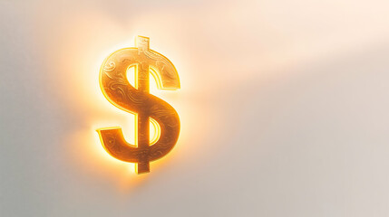 Illuminated Gold Dollar Sign Symbol