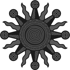 antique sun illustration; vintage solar depiction