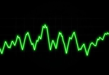 Jagged neon green line chart on black background, depicting volatile financial data,  jagged,  market