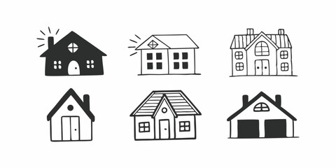 Fototapeta premium House icon set. Set of black house, Real estate symbols, vector illustration