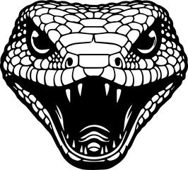 SVG snake with open mouth black and white vector file for printing, cutting