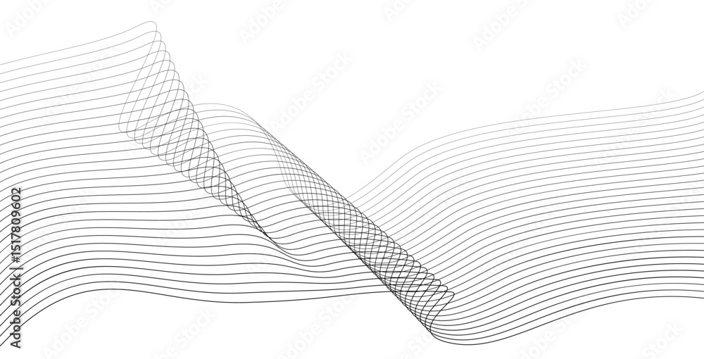 Poster wavy lines surface. dynamic flowing twisted blend long lines for technology, music, business design
