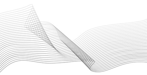 Wavy lines surface. Dynamic flowing twisted blend long lines for technology, music, business design