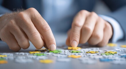 Fototapeta premium Engaging in a Puzzle Activity for Mindful Leisure