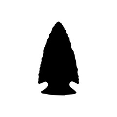 Flint arrowhead silhouette vector flat illustration on white background.
