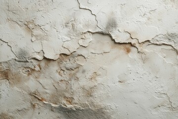 Weathered plaster background. Rough, aged wall texture with visible cracks, worn patches. Soft white to muted beige and gray surface, with peeling paint, streaks. Naturally distressed look wallpaper