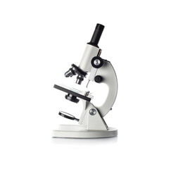 Microscope (scientific and educational) isolated on white background. Optical microscope - scientific equipment for your design.